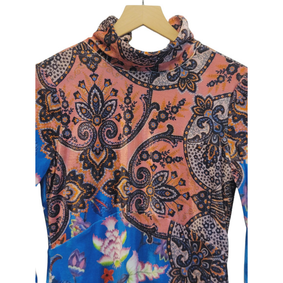 NEW Anthropologie Floral Paisley Velvet Slim High Neck Midi Dress - XS - Picture 12 of 14